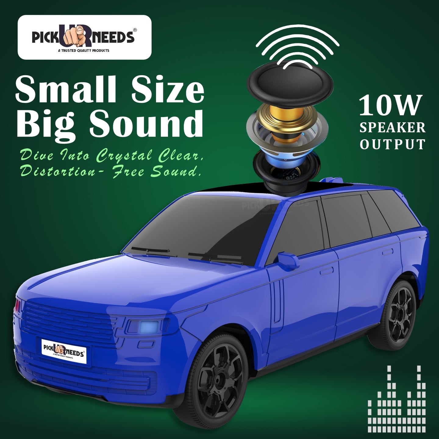 Pick Ur Needs Car Design Wireless Speaker USB / TF Card / FM Support RGB Light 1200mAh Battery 10 W Bluetooth Speaker